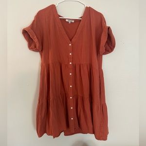 Madewell Button Front Tiered Mini Dress
